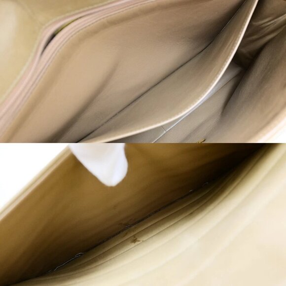 CHANEL CC Horizontal Stitch 30 Chain Shoulder Bag Leather Beige Vintage - Picture 11 of 16